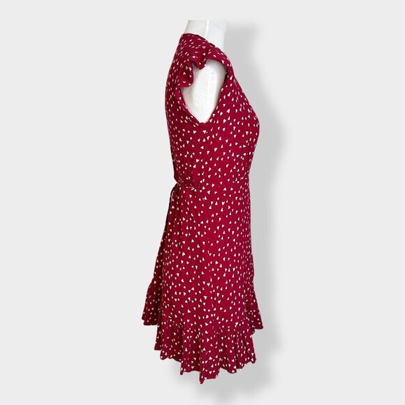 Rails Koreen Red‎ Heart Print Wrap Dress - Picture 3 of 6